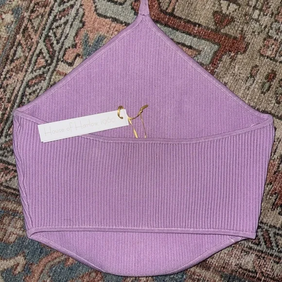 NWT House of Harlow 1960 Lilac Halter Neck Tank - Picture 2 of 3